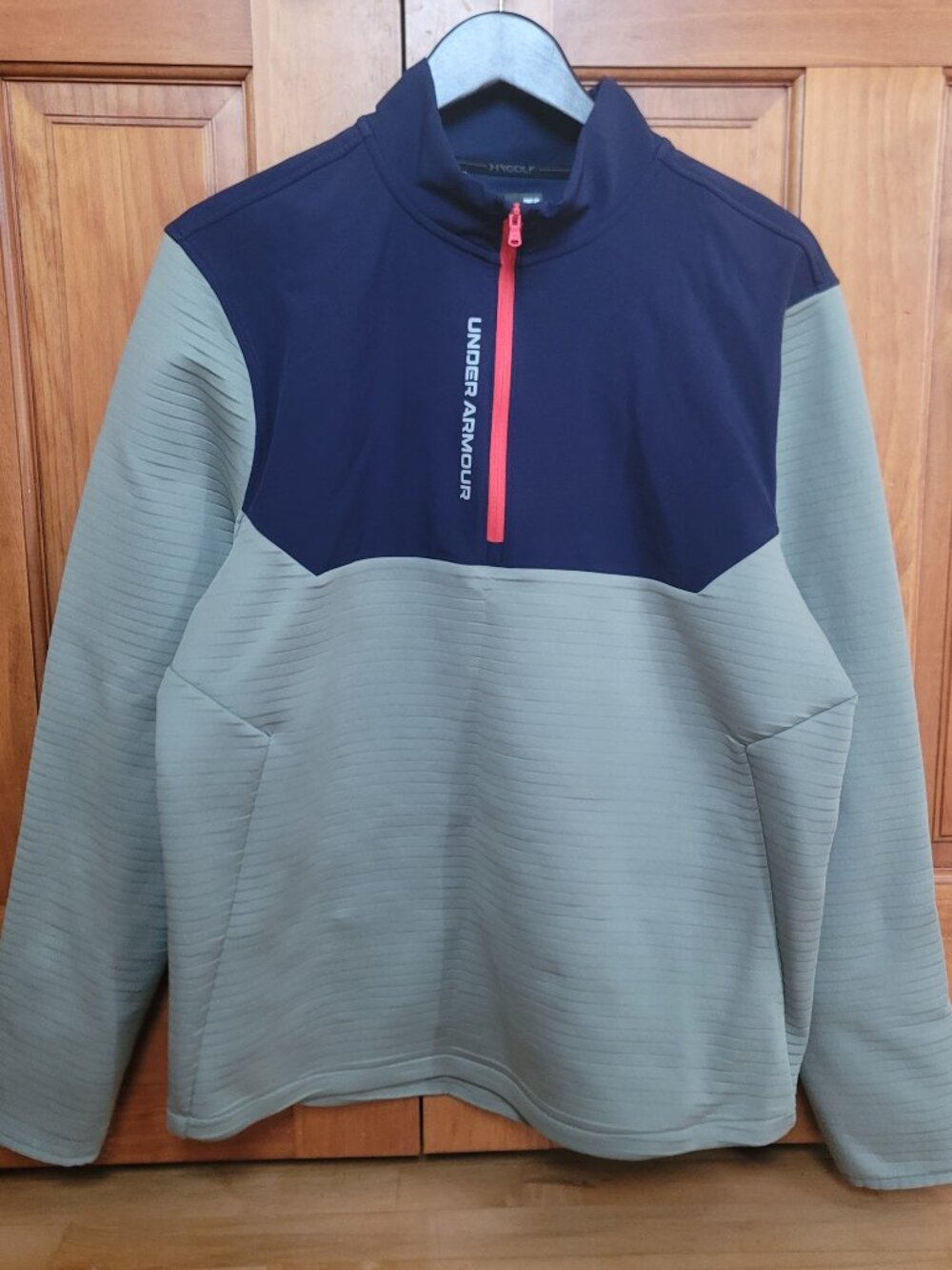 Under Armour UA Storm Half Zip Sweatshirt Golf Gray Blue Water Repellant Sz L
